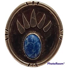 Vintage Navajo huge sacred Bear Paw lapis lazuli Ring sz6 picture