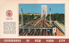 Vintage New York City Postcard George Washington Bridge Aerial View Linen c1944 picture