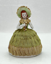 1950s Made in Japan Porcelain Victorian Lady in Green Lace Dress & Hat Figurine picture
