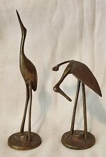 Vintage Brass Pair of Birds, Cranes, Egret, Heron Figurines pre-owned 8” Tall picture