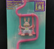Vintage 1994 EASTER  Trendmasters Swinging Straw NEW IN PACK-FUN & RARE PINK picture