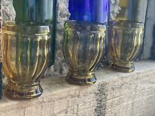 3 Mcm Vintage Glass Toothpick Votive Footed Holders - Amber picture