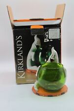 Vintage Kirkland's Halloween Crackled Ghost Candleholder w Green Glass Votive picture