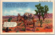 Desert Donkey Linen Postcard Poem picture