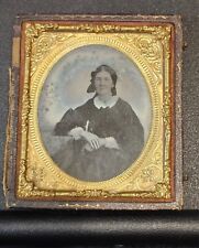 Sixth Plate Tintype Photo Half Case Under Glass Conservative Woman picture
