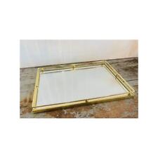 Vintage Mirrored Vanity Tray with Brass Toned Raised Metal Edges | Vintage  picture