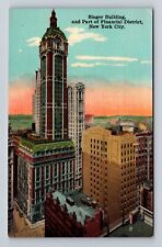 New York City, Singer Building, Financial District, Souvenir Vintage Postcard picture