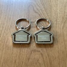 2 Vtg. Connecticut Visiting Nurse Assoc. Chrome Finish Key Chains Fobs NEW picture