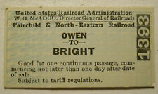 Unused Fairchild & North Eastern Railway Ticket Owen - Bright (Wisconsin) picture