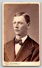 Original Old Vintage Photo Antique CDV Gentleman Suit Tie Cambridgeport, MA picture