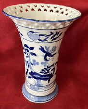 Blue Onion Blue & White Trumpet Vase Formalities by Baum Bros Reticulated Edge picture