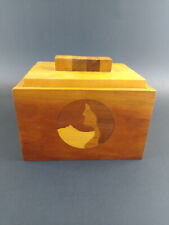 Inlaid Decoration Wood Box Chest Old Vintage Wooden Folk Art Woman  picture