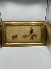 Vintage Wood Crackled Hand Painted Tray Decorative Asian,Details 24x14x1 Heavy picture