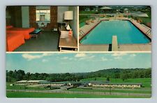 Norwich OH, Baker's Motel, Antique, Pool, Classic Cars Vintage Ohio Postcard picture