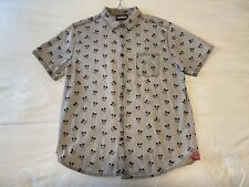Mickey Mouse Disney Mens Button Down Shirt Gray Denim All Over Print Medium M picture