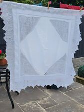 Vintage White Linen Tablecloth 39