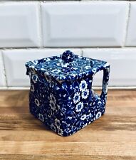 Calico Blue Burleigh Individual Cube Teapot & Lid  Staffordshire Royal Crownford picture