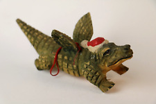 Vintage Flying Alligator Wooden Christmas Ornament Hand Carved 6