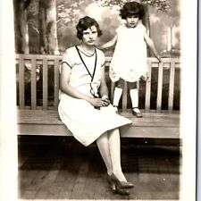 1930 Beautiful Mother Little Girl RPPC Adorable Child Real Photo Model Cute A160 picture