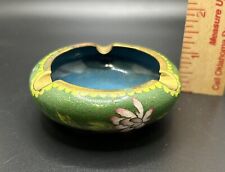Vintage Chinese Cloisonne Enamel Ashtray Floral Flowers Gold Gilded Trim (M32) picture