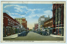 Grand Island Nebraska NE Locust Street Looking South Postcard picture