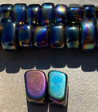 Magnets 2 pc  Blue Rainbow Aura Flame Hematite   Grounding Energized 29367E picture