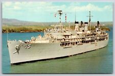 Military~Color Photo Of USS Prairie Destroyer Tender Repair Ship~Vintage PC picture