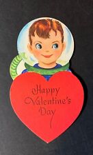 VTG DieCut Gibson Valentine Card Adorable Boy Space Helmet Happy Valentines Day picture