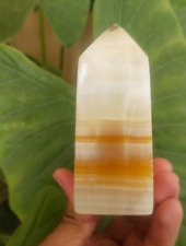 319-Gram Precious Natural Orange Calcite Tower Top Quality Crystal Specimen picture