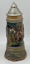 Vintage German Beer Lindenwiitin Stein Pewter Lid 11” Tall w/ Music Box Works picture