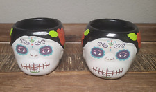 New Two Ceramic Dia De Los Muertos Sugar Skull 2.5