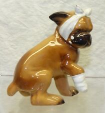 Boxer Dog Injured Ill Sick Crying w/ Bandages Vintage Ceramic Figurine picture