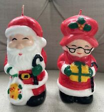 2 Vintage Christmas Mr. & Mrs. Santa Claus Wax Candle Figurines 5