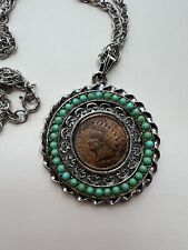 Vintage 1903 Indian Head Penny Coin Metal Pedant Chain  picture