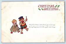 Christmas Postcard Greetings Childrens With Drum And Trumpet Embossed 1924 picture