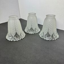 3 Vintage Peacock Feathers Frosted & Clear Glass Lamp Shades *READ* picture