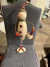 Tall skinny Leg snowman figure Holding Head Scarf Xmas 25” Christmas decor Plush picture