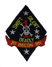 USMC MARINE CORPS FIRST 1ST RECON BATTALION BN PATCH SWIFT SILENT DEADLY VETERAN picture