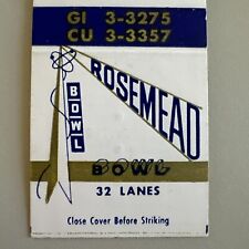 Vintage 1950s Rosemead Bowl El Monte CA Orbit Room Cocktails Matchbook Cover picture