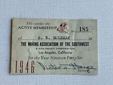 1946 The Mining Association of the Southwest Los Angeles CA Membership Card picture