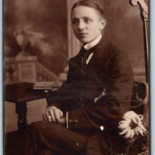 c1900s Berlin Germany Handsome Young Man Tall Cabinet Card Photo Max Fischer B10 picture