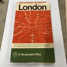 Geographia Large Map 40X50 Inches 30 MILES around London Circa 1970 No M25 Yet picture
