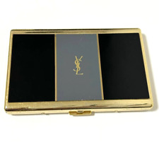YVES SAINT LAURENT YSL Logo Vintage  Cigarette Holder Card Case Gold Black Gray picture