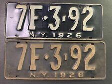 Antique Original Early Auto Truck 1926 ‘7F 3 92’ NY New York License Plate Pair picture