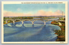 Vintage Postcard IL Government Bridge Moline Rock Island Arsenal ~2505 picture