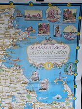 1964 Massachusetts -Ernest Dudley Chase A Travel Map - Rare Map Art History  picture