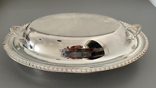 SILVERPLATE VEGETABLE SERVING DISH, Vintage Midcentury Covered Oval w/ Lid picture