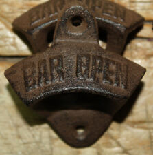 1 Rustic Cast Iron BAR OPEN Vintage Style Wall Mount Beer Bottle Opener Here picture