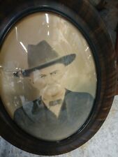 Antique Oval Portrait Of Man Handmade Concave Bubble Glass 1800s picture