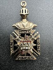 14k Gold Masonic Knights Templar Diamond Fob Pendant In Hoc Signo Vinces picture